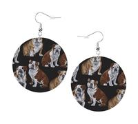 English Bulldogs Leather Round Earrings Daily Accessories Working At Work Women'S Fashion