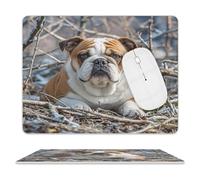 English Bulldogs Mouse Pad Square Leather Mousepad Waterproof Gaming Mouse Pad with Non-Slip Rubber Base Small Portable Computer Mouse Mat for Desk Laptop Office Home 8 X 10 Inch