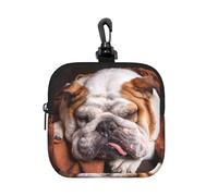 English Bulldogs Muzzle Pets Sleeping Dogs, Coin Purse Square Zipper Storage Bag, Change Pouch with Lobster Buckle Clasp Buckle, Change Purse