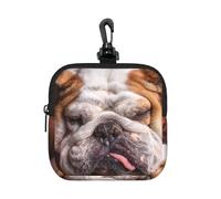 English Bulldogs Muzzle Pets Sleeping Dogs, Square Zipper Storage Bag, Neoprene Coin Purse, Small Wallets, Change Pouch, Change Purse