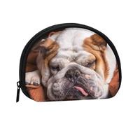 English Bulldogs Muzzle Pets Sleeping Dogs, Women's Storage Bag Shell Makeup Bag Small Coin Purse Shell Change Pouch