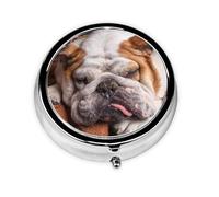 English Bulldogs Muzzle Pets Sleeping DogsMeta Pill Box 3 Compartment Medicine Case,Portable Organizer