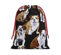 English Bulldogs Print Drawstring Bag wrap, String Pouches, Premium Packaging Bags for Business & Events M