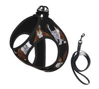 English Bulldogs Print Harness Leash Set For Cats And Dogs, Reflective Adjustable, Soft Breathable Mesh Vest With Escape-Proof Lead, For Small Pets And Kitten Puppies