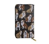 English Bulldogs Print Leather Long Clutch Wallet – Fashionable Personalized Wallet, Multiple Card Slots, Gift Ready, Black, One Size