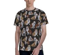 English Bulldogs Print Men Short Sleeve Crew Neck T-Shirt Stylish Casual Summer Various Occasions Wear Black
