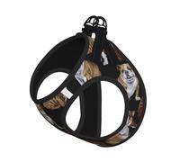 English Bulldogs Print Pet Leash Vest Soft Adjustable Step in Puppy Vest Outdoor Walking with Leash