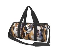English Bulldogs -Print Round Travel Bag Large Capacity Duffel with Multiple Pockets Lightweight Foldable for Gym Weekend Trips.