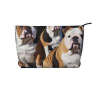 English Bulldogs Printed Corduroy Makeup Bag for Travel & Daily Use, Stylish Pouch Purse Case Cosmetic Bags Organizer for Women