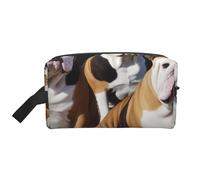 English Bulldogs Printed Cosmetic Case with Handle, Lightweight Compact Storage for Makeup, Toiletries & Gadgets, Make up Organiser for Travel, School, Work