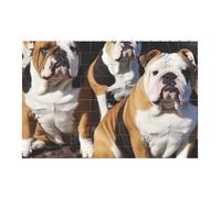 English Bulldogs Printed Jigsaw Puzzle 14.4x9.8 CM, Rectangular Puzzle Challenging Game for Adults Gifts, Family Fun Decorative Wall Decor