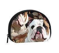 English Bulldogs Printed Mini Shell-Shaped Coin Purse Zipper Pouch Change Holder Wallet For Men Women