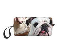 English Bulldogs Printing Makeup Bag for Women Girl Portable Travel Cosmetic Bag Makeup Pouch Organizer with Handle