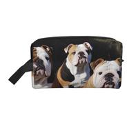 English Bulldogs Printing Portable Makeup Bag for Women Girl Large Capacity Travel Cosmetic Bag Makeup Pouch Organizer with Handle