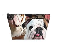 English Bulldogs Printing Trapezoid Makeup Bag for Women Girl Large Capacity Portable Travel Cosmetic Bag Makeup Pouch Organizer