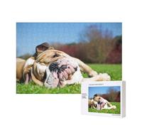 English BullDogs Tired Dogs Lawn Pets English,300 Pieces Wooden Jigsaw Family Game Jigsaw Puzzles for Adults Teens Home Decor