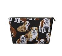 English Bulldogs Vagilo Leather Toiletry Bag - Stylish & Durable Toiletry Kit for Travelers, Cosmetic Organizer, Makeup Bag, Carry-On, Portable Organizer, Zippered Pouch