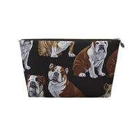 English Bulldogs Vagilo Leather Toiletry Bag - Stylish & Durable Toiletry Kit for Travelers, Cosmetic Organizer, Makeup Bag, Carry-On, Portable Organizer, Zippered Pouch