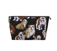 English Bulldogs Vagilo Leather Toiletry Bag - Stylish & Durable Toiletry Kit for Travelers, Cosmetic Organizer, Makeup Bag, Carry-On, Portable Organizer, Zippered Pouch