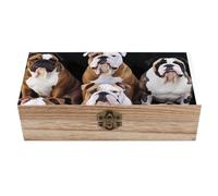 English Bulldogs Wooden Decorative Storage Box Jewelry Storage Bins with Hinged Lock Vintage Keepsake Chest for Organizing Rings, Necklaces, Trinkets Storage Container for Women, Mom Gift