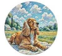 English Cocker Spaniel 1000 Pieces Jigsaws Pet Dog Round Puzzles Jigsaw Puzzles for Adults & Kids Challenging Puzzles 1000pcs (67.5x67.5cm)