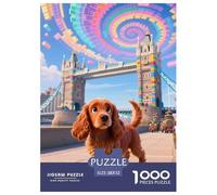 English Cocker Spaniel 1000 Pieces Portable Jigsaw Puzzle Puppy Age 3+ Cool Collage Effect, Home Decoration, Educational, Challenging 52x38cm/1000pcs