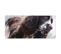 English Cocker Spaniel Brownish White Curly Dogs,Mouse Pad Large Desk Pad Computer Keyboard Mouse Mat With Non Slip Rubber Base 40 x 90 cm