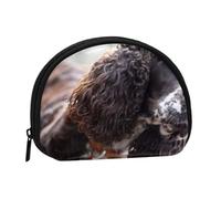 English Cocker Spaniel Brownish White Curly Dogs, Women's Storage Bag Shell Makeup Bag Small Coin Purse Shell Change Pouch