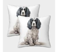 English Cocker Spaniel Cushion Cover 2 Pack Decorative Machine Washable Pillowcases Square Cushions with Invisible Zipper Cushion Covers for Sofa Couch Home Bedroom Throw Pillow Cases 40x40cm