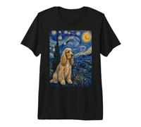 English Cocker Spaniel Dog Van Gogh Starry Night Premium T-Shirt