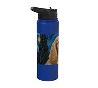 English Cocker Spaniel Dog Van Gogh Starry Night Stainless Steel Insulated Water Bottle