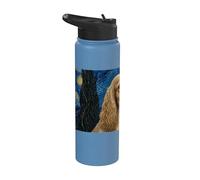 English Cocker Spaniel Dog Van Gogh Starry Night Stainless Steel Insulated Water Bottle