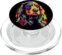 English Cocker Spaniel Face Colorful Dog Art Lover Black PopSockets PopGrip for MagSafe