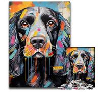 English Cocker Spaniel Graffiti 1000-Piece Jigsaw Puzzle Wooden Jigsaw Puzzles for Adults Challenging Brain Teaser - Relaxing Toy for Teenagers 50x75CM/19.68x29.52inch
