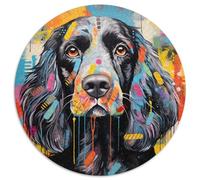 English Cocker Spaniel Graffiti Paper Round Jigsaw 1000 Piece Jigsaw Puzzles for Adults Perfect for Teenagers,Family Bonding,Brain Teaser & DIY Home Decor Gift 67.5x67.5cm