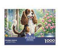 English Cocker Spaniel Jigsaw Puzzles for Adults 1000 Beautiful Decoration Puzzle Cute Pets Colourful,Fun,Challenging And Brainteasing Adults Jigsaw Puzzle Fun Present & Activity for Home38x26cm/1000