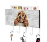 English Cocker Spaniel Key Holder Dog Peeking Wall Mount Key Hooks Holder Self Adhesive Key Hanger Organizer Classic Letter Holder Home Decor for Entryway Front Door