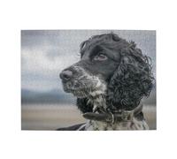 English Cocker Spaniel Large Curly Ears Black,500 Pieces Puzzles for Adults-Wooden Jigsaw Puzzle for Adults Elderly