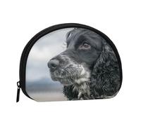 English Cocker Spaniel Large Curly Ears Black, Women's Storage Bag Shell Makeup Bag Small Coin Purse Shell Change Pouch