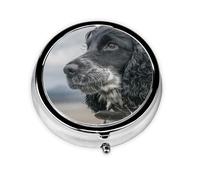 English Cocker Spaniel Large Curly Ears BlackMeta Pill Box 3 Compartment Medicine Case,Portable Organizer