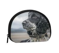 English Cocker Spaniel Large Curly Ears BlackSmall Makeup Sanitary Napkin Storage Bag,Women's Cosmetic Coin Purse