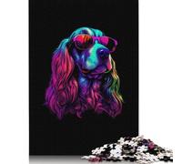 English Cocker Spaniel Puzzles 500 Pieces Wooden Puzzles Wood Puzzle for Adults for Adults 500pcs (52x38cm)