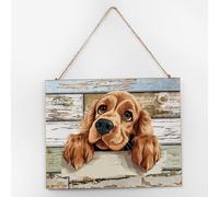 English Cocker Spaniel Wood Wall Sign 3D Art Portrait Pet Dogs Established Wood Sign 10x12 Inch Abstract Pet Puppy Painting Wall Decor Vintage Wooden Signs for Laundry Entryway