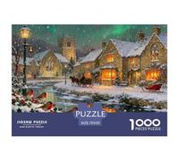 English Cotswolds Village Christmas Wooden Jigsaw Puzzle Waterproof 1000 Piece Puzzles for Adults Fun Educational Games