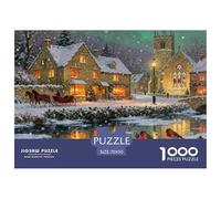 English Cotswolds Village Christmas Wooden Jigsaw Puzzle Waterproof 1000 Piece Puzzles for Adults Gifts Challenging And Brainteasing Games