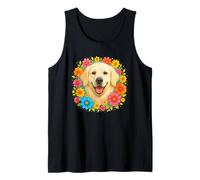 English Cream Golden Retriever Colorful Flowers Wildflowers Tank Top