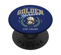 English Cream Golden Retriever ECGR Vintage Preppy Varsity PopSockets Adhesive PopGrip