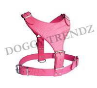 English Croc Embossed Pink Leather Dog Harness Mastiff