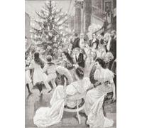 English customs and traditions of the 19th century. Children dancing in a circle round a Christmas tree. From La Ilustracion Artistica published 1887. Poster Print by Ken Welsh (12 x 16)
