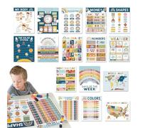 English Educational Poster for Kids - 16 English Language Learning Posters for Kids | Preschool Learning Charts Home School Teaching Tool for Teens